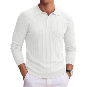 image:imageCOOFANDY Long Sleeve Polo Shirts for Men Lightweight Knit Polo SweaterIvory