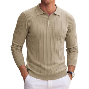 image:imageCOOFANDY Long Sleeve Polo Shirts for Men Lightweight Knit Polo SweaterKhaki