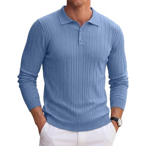 image:imageCOOFANDY Long Sleeve Polo Shirts for Men Lightweight Knit Polo SweaterLight Blue