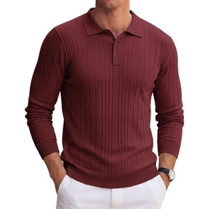 image:imageCOOFANDY Long Sleeve Polo Shirts for Men Lightweight Knit Polo SweaterWine Red