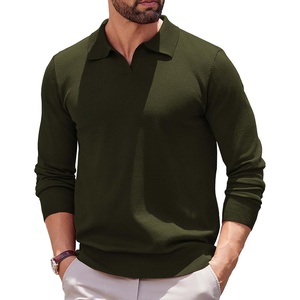 image:imageCOOFANDY Long Sleeve Polo Shirts for Men Pullover Sweaters Knit Polo ShirtDark Green