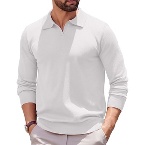 image:imageCOOFANDY Long Sleeve Polo Shirts for Men Pullover Sweaters Knit Polo ShirtWhite