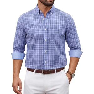 image:imageCOOFANDY Men Plaid Dress Shirts Long Sleeve Button Down Shirts Cotton ShirtBlue Black Plaid