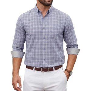 image:imageCOOFANDY Men Plaid Dress Shirts Long Sleeve Button Down Shirts Cotton ShirtGrey Plaid