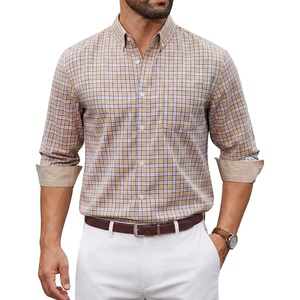 image:imageCOOFANDY Men Plaid Dress Shirts Long Sleeve Button Down Shirts Cotton ShirtKhaki Plaid