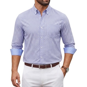image:imageCOOFANDY Men Plaid Dress Shirts Long Sleeve Button Down Shirts Cotton ShirtWhite Blue Plaid