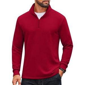 image:imageCOOFANDY Men Quarter Zip Pullover Sweatshirts Long Sleeve Mock Neck SweaterDeep Red