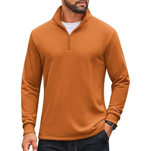 image:imageCOOFANDY Men Quarter Zip Pullover Sweatshirts Long Sleeve Mock Neck SweaterLight Brown