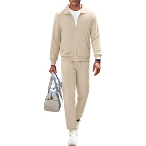 image:imageCOOFANDY Mens Athletic Tracksuit 2 Piece Sweat Suits Jacket and Pants SetKhaki