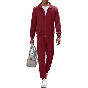 image:imageCOOFANDY Mens Athletic Tracksuit 2 Piece Sweat Suits Jacket and Pants SetWine Red