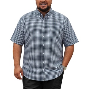 image:imageCOOFANDY Mens Big and Tall Short Sleeve Casual Button Down Plaid ShirtBlackwhite