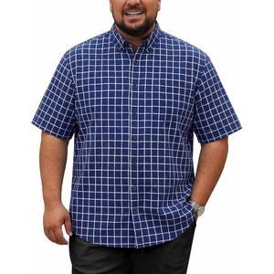 image:imageCOOFANDY Mens Big and Tall Short Sleeve Casual Button Down Plaid ShirtDark Navywhite