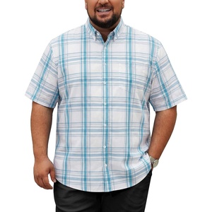 image:imageCOOFANDY Mens Big and Tall Short Sleeve Casual Button Down Plaid ShirtWhiteblue