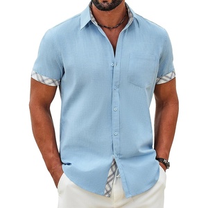 image:imageCOOFANDY Mens Button Down Shirts Short Sleeve Casual Cotton ShirtsLight Blue