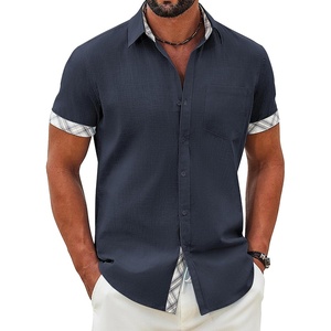 image:imageCOOFANDY Mens Button Down Shirts Short Sleeve Casual Cotton ShirtsNavy Blue