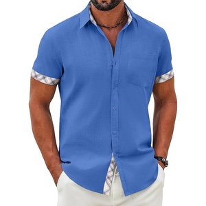 image:imageCOOFANDY Mens Button Down Shirts Short Sleeve Casual Cotton ShirtsOcean Blue