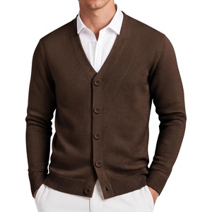 image:imageCOOFANDY Mens Cardigan Sweater Long Sleeve Lightweight V Neck Knit CardiganBrown