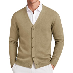 image:imageCOOFANDY Mens Cardigan Sweater Long Sleeve Lightweight V Neck Knit CardiganKhaki