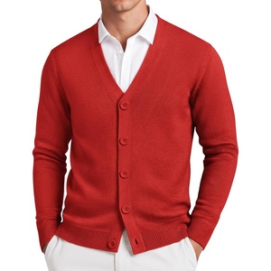 image:imageCOOFANDY Mens Cardigan Sweater Long Sleeve Lightweight V Neck Knit CardiganRed