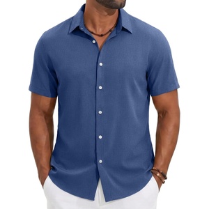 image:imageCOOFANDY Mens Casual Button Down Shirt Short Sleeve Summer Beach ShirtsBlue