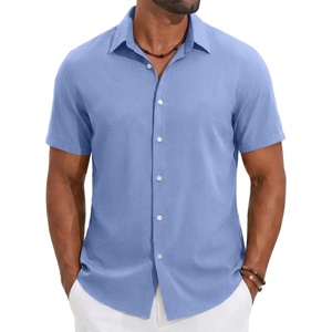 image:imageCOOFANDY Mens Casual Button Down Shirt Short Sleeve Summer Beach ShirtsLight Blue