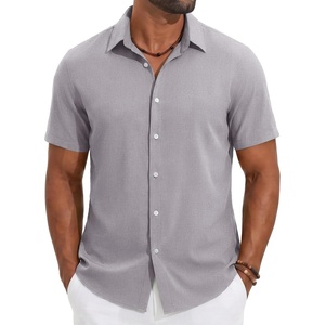 image:imageCOOFANDY Mens Casual Button Down Shirt Short Sleeve Summer Beach ShirtsLight Gray
