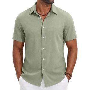 image:imageCOOFANDY Mens Casual Button Down Shirt Short Sleeve Summer Beach ShirtsLight Green