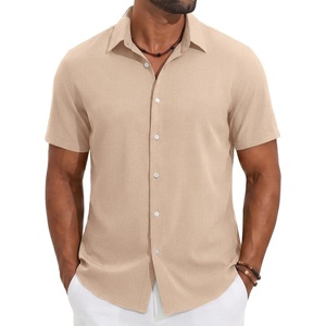 image:imageCOOFANDY Mens Casual Button Down Shirt Short Sleeve Summer Beach ShirtsLight Khaki