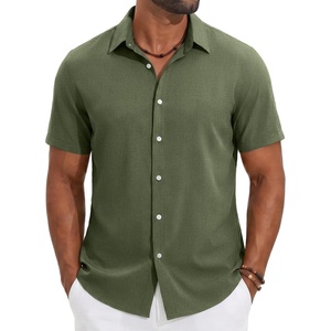 image:imageCOOFANDY Mens Casual Button Down Shirt Short Sleeve Summer Beach ShirtsOlive Green