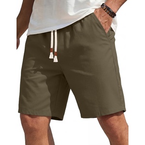 image:imageCOOFANDY Mens Casual Cotton Linen Shorts Elastic Waist Drawstring ShortsOlive Green