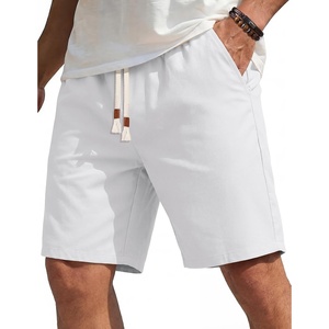 image:imageCOOFANDY Mens Casual Cotton Linen Shorts Elastic Waist Drawstring ShortsWhite