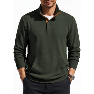 image:imageCOOFANDY Mens Corduroy Sweatshirt 14 Button Long Sleeve PulloverArmy Green
