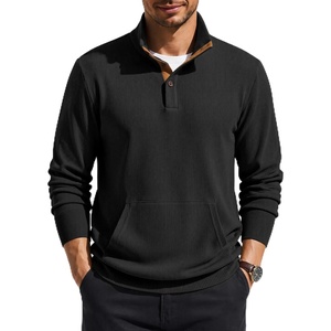 image:imageCOOFANDY Mens Corduroy Sweatshirt 14 Button Long Sleeve PulloverBlack