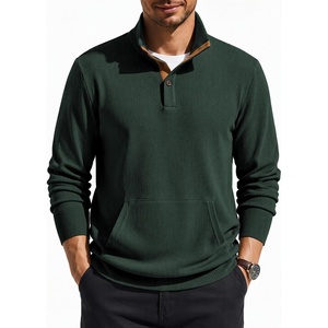image:imageCOOFANDY Mens Corduroy Sweatshirt 14 Button Long Sleeve PulloverEvergreen