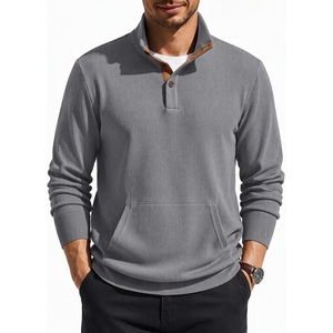 image:imageCOOFANDY Mens Corduroy Sweatshirt 14 Button Long Sleeve PulloverGrey