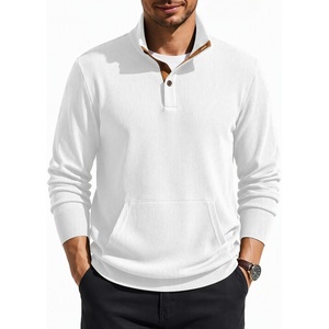 image:imageCOOFANDY Mens Corduroy Sweatshirt 14 Button Long Sleeve PulloverWhite