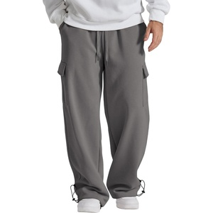 image:imageCOOFANDY Mens Fleece Cargo Sweatpants Baggy Wide Leg Jogger PantsDark Grey