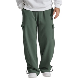 image:imageCOOFANDY Mens Fleece Cargo Sweatpants Baggy Wide Leg Jogger PantsForest Green
