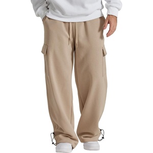 image:imageCOOFANDY Mens Fleece Cargo Sweatpants Baggy Wide Leg Jogger PantsKhaki