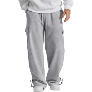 image:imageCOOFANDY Mens Fleece Cargo Sweatpants Baggy Wide Leg Jogger PantsLight Grey