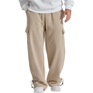 image:imageCOOFANDY Mens Fleece Cargo Sweatpants Baggy Wide Leg Jogger PantsLight Khaki