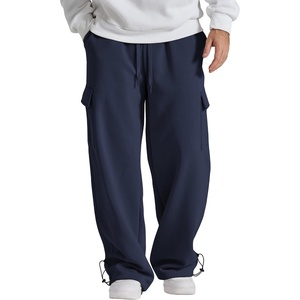 image:imageCOOFANDY Mens Fleece Cargo Sweatpants Baggy Wide Leg Jogger PantsNavy Blue