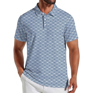 image:imageCOOFANDY Mens Golf Polo Shirts Short Sleeve Quick Dry Casual Collared ShirtBlue Geometric