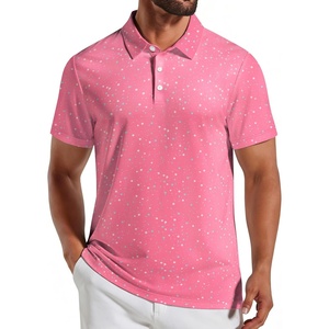 image:imageCOOFANDY Mens Golf Polo Shirts Short Sleeve Quick Dry Casual Collared ShirtPink Splashed Paint