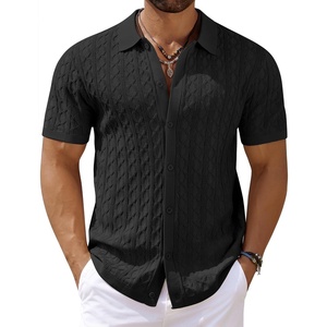 image:imageCOOFANDY Mens Knit Short Sleeve Shirts Button Down Summer Polo ShirtBlack