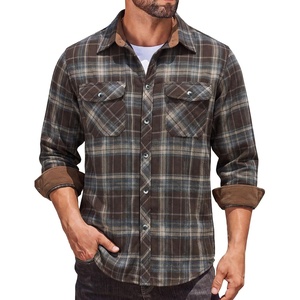 image:imageCOOFANDY Mens Lightweight Flannel Long Sleeve Casual Work Plaid ShirtsPlaidbrown  Blue  Beige