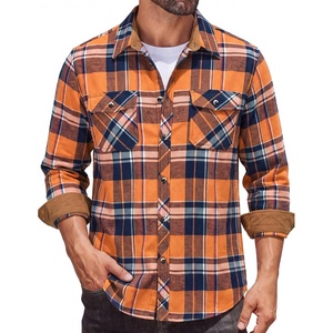 image:imageCOOFANDY Mens Lightweight Flannel Long Sleeve Casual Work Plaid ShirtsPlaidorange