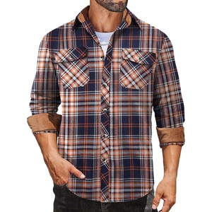 image:imageCOOFANDY Mens Lightweight Flannel Long Sleeve Casual Work Plaid ShirtsPlaidvibrant Orange