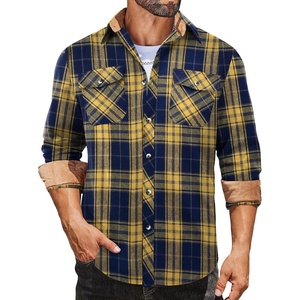 image:imageCOOFANDY Mens Lightweight Flannel Long Sleeve Casual Work Plaid ShirtsPlaidyellow Navy Plaid