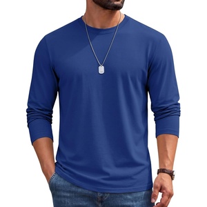 image:imageCOOFANDY Mens Long Sleeve Shirts Crew Neck Cotton TShirt Casual ShirtsBlue
